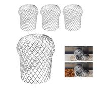 Lot de 4 filtres de protection pour tuyau de - Écran en métallique, filet de gouttière | Piège flexible et étanche avec outil - Installation, bouchon de débris pour tuyaux, toits