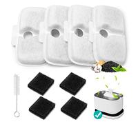 Lot de 4 filtres de rechange compatibles avec les fontaines à eau Dockstream PLWF005/PLWF115/PLWF105, triple système de filtration pour fontaine à chat à piles de 2,5 l (1 brosse)