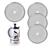 Lot de 4 filtres de rechange en maille pour cafetière à piston française, réutilisables de 10,2 cm, en maille d'acier inoxydable, convient pour cafetières à thé de 8 tasses/1000 ml