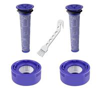 Lot de 4 filtres de rechange pour aspirateurs Dyson V8 Absolute, V8 Animal, V7 Absolute, V7 Motorhead, V7 Animal | 2 post-filtres HEPA, 2 pré-filtres, 1 brosse | Remplace les pièces # 965661-01 et