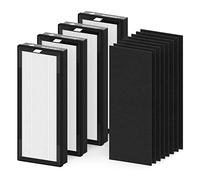 Lot de 4 filtres HEPA de rechange compatibles avec le purificateur d'air VEVA 8000 Elite Pro Series, 4 filtres HEPA et 8 pré-filtres à charbon de qualité supérieure