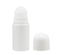 Lot de 4 flacons à bille vides en plastique de 50 ml - Anti-fuite - Rechargeable - Utilisation pour parfum, lotion, huile essentielle d'aromathérapie, traitement, liquide anti-moustiques (blanc)
