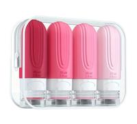 Lot de 4 flacons de gel et de shampooing avec trousse de toilette, flacons de voyage rechargeables 100 ml, trousse de voyage avion et flacons de shampooing de voyage en silicone anti-fuite, emballages