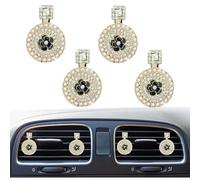 Lot de 4 flacons de parfum scintillants pour grille d'aération de voiture avec strass - Décoration intérieure de voiture - Accessoire en cristal pour petite amie et femme (noir)