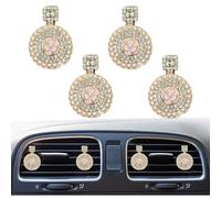 Lot de 4 flacons de parfum scintillants pour grille d'aération de voiture avec strass - Décoration intérieure de voiture - Accessoire en cristal pour petite amie et femme - Rose