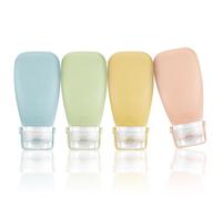 Lot de 4 Flacons de Voyage, 90 ml Bouteilles de Voyage en Silicone, Flacon étanche Rechargeable, Bouteilles vides portatives en Silicone, avec éTiquette, pour CosméTiques, Lotion, Crème, Shampoing