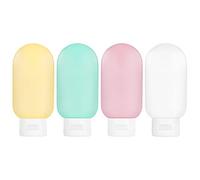Lot de 4 flacons de voyage approuvés par la TSA pour articles de toilette - Portable - Anti-fuite - Rechargeable - Pour cosmétiques - Avion - Shampoing essentiel - Après-shampoing - Lotion pour le