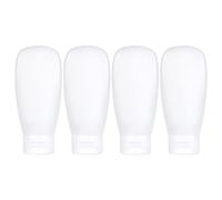 Lot de 4 flacons de voyage approuvés par la TSA pour articles de toilette - Portable - Anti-fuite - Rechargeable - Pour cosmétiques - Avion - Shampoing essentiel - Après-shampoing - Lotion pour le