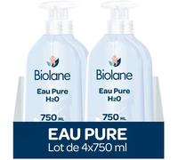 Lot de 4 Flacons Eau Pure H2O - Nettoyant pour le visage,corps et siège du bébé - Sans rinçage - 4 flacons-pompe de 750ml