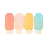 Lot de 4 flacons rechargeables 60 ml, anti-fuite, souples, à presser, vides, portables, for shampoing et voyage Pour les Voyages(Color 1)