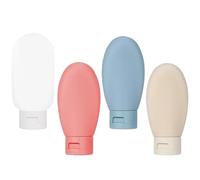 Lot de 4 flacons rechargeables 60 ml, contenants souples for lotion, tubes, vides, shampoing portables voyage Pour Bagages(Dark Colorful)