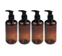 Lot de 4 flacons rechargeables en PET ambré de 250 ml avec pompes à lotion noires pour savon liquide, shampooing, gel douche et désinfectant pour les mains, maison, salon de spa
