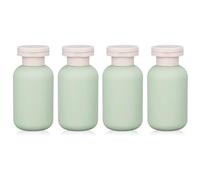 Lot de 4 flacons souples en plastique de 100 ml avec bouchon rabattable, rechargeables et anti-fuite, pour articles de toilette, shampoing, après-shampooing, huiles essentielles et parfums (VERT)