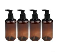 Lot de 4 flacons vides marron de 250 ml avec pompes à lotion noire pour savon liquide, shampooing, après-shampoing, gel douche, distributeur rechargeable pour maison, salon, spa, hôtel, salle de bain