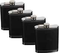 lot de 4 flasques de 140ml Bouteille de poche en acier inoxydable Bouteille d'alcool Anti-fuite Idée cadeau