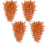 Lot de 4 fleurs artificielles à suspendre pour extérieur, pétales d'automne avec feuilles d'eucalyptus, gloire du matin en soie, aspect réaliste résistant aux UV, pour jardinière, balcon, porche