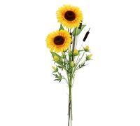 Lot de 4 Fleurs artificielles de Tournesol Chardon et Branche de quenouille - Fleurs Simples en Soie - Branche Unique - Branche d'automne - Décoration d'automne - Fleurs artificielles