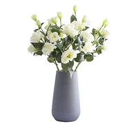 Lot de 4 fleurs artificielles Eustoma en soie pour l'extérieur - Plantes artificielles en plastique pour décoration de maison, bureau, table à manger - Blanc
