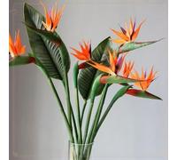 Lot de 4 fleurs artificielles oiseau de paradis - 78,7 cm - Bouquet de fleurs tropicales en polyuréthane pour intérieur et extérieur, maison, jardin, bureau, décoration de mariage (rouge coucher de