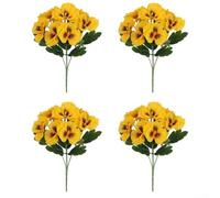 Lot de 4 fleurs artificielles pensées avec couches authentiques et bords doux pour intérieur de maison et style occasionnel (jaune)