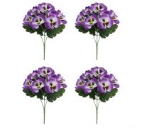 Lot de 4 fleurs artificielles pensées avec couches authentiques et bords doux pour intérieur de maison et style occasionnel (violet)