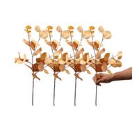 Lot de 4 fleurs d'automne artificielles pour décoration de 86,4 cm, fausses tiges d'eucalyptus à tige longue, feuilles d'automne en soie pour maison, mariage, festival, décoration de fête, champagne