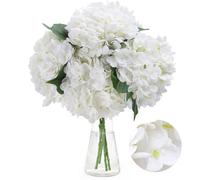 Lot de 4 fleurs d'hortensia artificielles en latex au toucher réaliste pour fête de mariage, bureau, décoration d'intérieur (blanc)