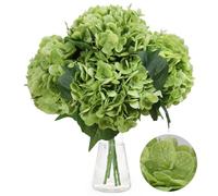 Lot de 4 fleurs d'hortensia artificielles en latex au toucher réaliste pour fête de mariage, bureau, décoration d'intérieur (vert)