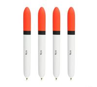 Lot de 4 flotteurs de pêche en bois de balsa sensible avec pointe orange vif pour la présentation des appâts morts et les poissons prédateurs comme le brochet dans les rivières ou les lacs Rouge/blanc