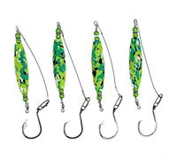 Lot de 4 flotteurs de pêche pour poisson-chat, 81,3 cm, 12,7 cm avec crochet barbelé et fil de ligne en acier robuste, vert