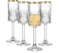 Lot de 4 flûtes à champagne carrées en cristal pour anniversaire mariage anniversaire de mariage 200 ml Doré VERRE A CHAMPAGNE