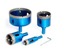 Lot de 4 Foret Diamant Sec 16/35/50/68 mm, Scie Cloche Diamantée Avec Foret de Centrage, Foret Trépan Diamant Pour un Perçage Précis sur la Porcelaine, la Céramique, le Granit et la Pierre