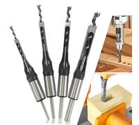 Lot de 4 Forets à Bois Trou Carré, Bédanes Creux en Acier Outils de Menuiserie Set pour Scie Cloche Carrée Forets à Ciseau Trou de Perçage Mortaiser Burin Pour le Travail du Bois 6,4/8/9,5/12,7mm