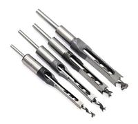 Lot de 4 forets à trous carrés pour menuiserie, travail du bois, 6,4 mm, 8 mm, 9,5 mm, 10 mm, 11 mm, 12,7 mm, 14 mm, 16 mm