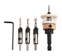 Lot de 4 forets coniques en carbure avec butée de profondeur, tige hexagonale de 6,35 mm pour le travail du bois, comprend des embouts de 2,8/3,2/3,6/4,0 mm pour un perçage précis et lisse