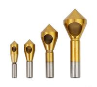 Lot de 4 forets coniques pour métal, bois, plastique avec fente conique et fente de retrait des copeaux pour un ébavurage efficace