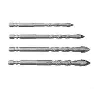 Lot de 4 forets excentriques à quatre cannelures pour percer et percer efficacement les carreaux de verre sur des surfaces dures, y compris le ciment et le granit