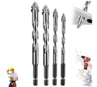 Lot de 4 forets Powerbit - Foret excentrique - Pour le travail des métaux, la construction, les mines, l'industrie automobile (6 + 8 + 10 + 12 mm)