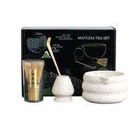 Lot de 4 fouets matcha blancs avec fouet et bol, parfait pour les amateurs de matcha et les amateurs de matcha, accessoires complets en poudre matcha