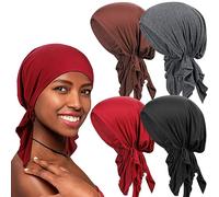 Lot de 4 foulards de chimio en coton doux pour femme, extensibles pré-noués pour le cancer, Style 2, taille unique