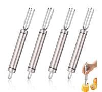 Lot de 4 fourchettes à pommes de terre - En acier inoxydable - Avec 3 dents - Support pour pommes de terre en granulés ou épis de maïs