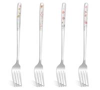 Lot de 4 fourchettes de table coréennes en acier inoxydable - Fourchettes à dîner modernes - Fourchettes à gâteau - Petites fourchettes à gâteau - Pour la maison, le restaurant, les jeux de fête - En
