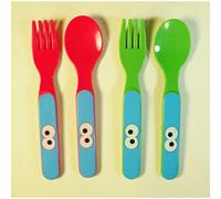 Set of 4 Sesame Street Cookie Monster Plastic Forks and Spoons