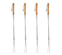Lot de 4 fourchettes télescopiques en acier inoxydable pour barbecue | Fourchettes à rôtir extensibles en acier inoxydable pour garder une distance confortable des feux de camp pendant la cuisson