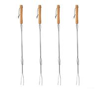 Lot de 4 fourchettes télescopiques pour barbecue - Brochettes à rôtir extensibles en acier inoxydable pour guimauves Hot Dogs - Outils de barbecue de camping 76 cm (A)