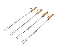 Lot de 4 fourchettes télescopiques pour barbecue en acier inoxydable 76,2 | S'étend jusqu'à 76,2 cm, lot de 4 pièces, construction en acier inoxydable, feu, pour rôtir facilement la guimauve