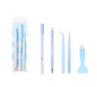 Lot de 4 fournitures de scrapbooking avec distributeur de colle adhésive rétractable en céramique, pince à épiler et spatule, marqueur en céramique et pince à épiler pour art miniature