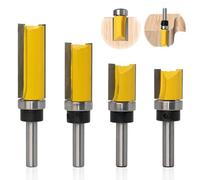 Lot de 4 Fraise à Copier Bois Tige de 8 mm, Fraises à Rainurer pour Défonceuse, Fraise Droite de Copiage, Outil de Coupe Professionnel pour Routeur (4)