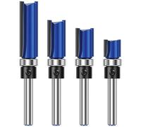 Lot de 4 fraises à affleurer de 8 mm de diamètre - 12,7 mm de diamètre - Ultra tranchantes - 11,9/20/25/38 mm - En métal dur - Fraise à copier - Fraise à bois - Outil de coupe pour bois