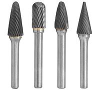 Lot de 4 fraises rotatives en carbure de tungstène de 12 mm à double coupe, traitées thermiquement pour le ponçage du métal et du bois, avec 6